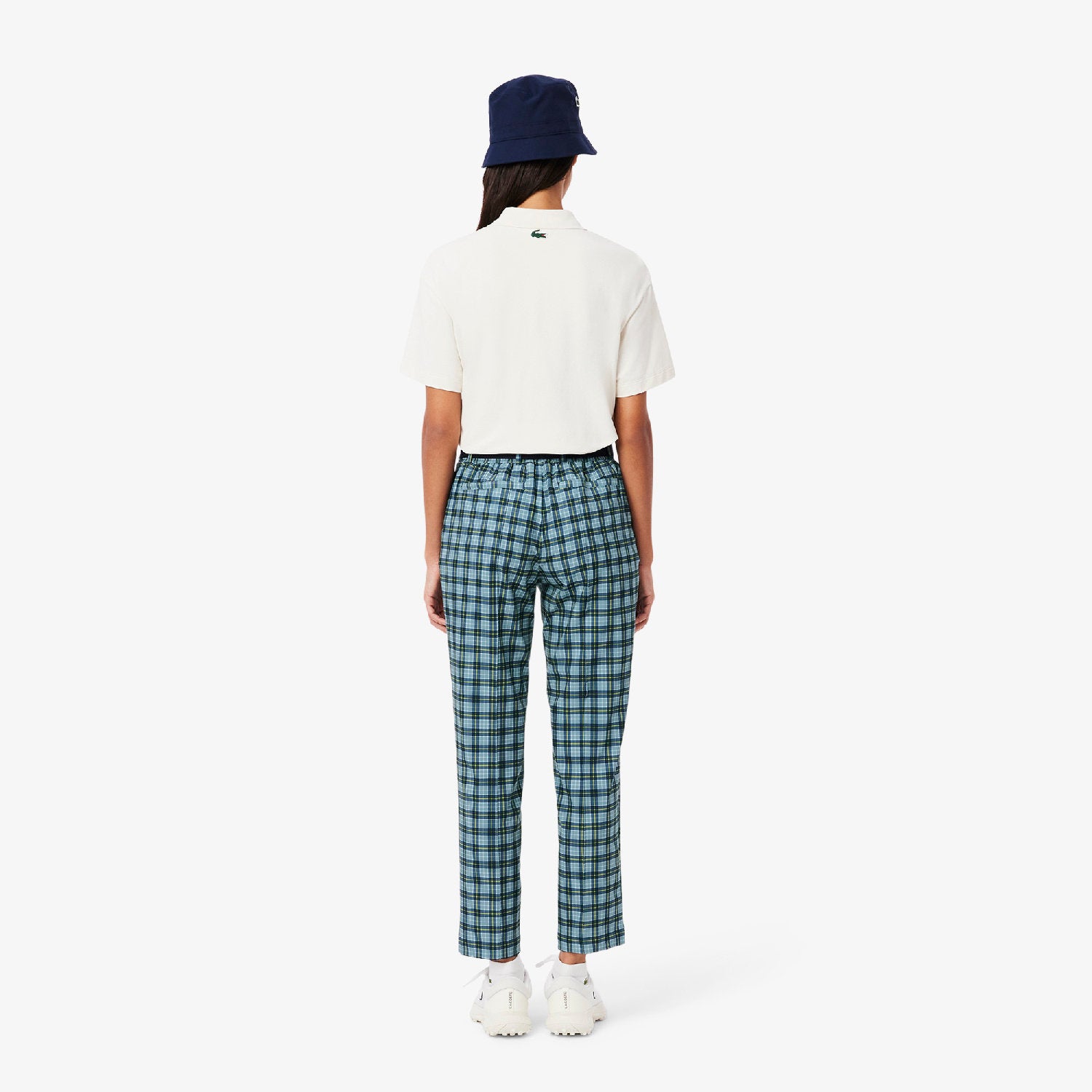 Fitted golf trousers with UV protection - Limestone & Navy