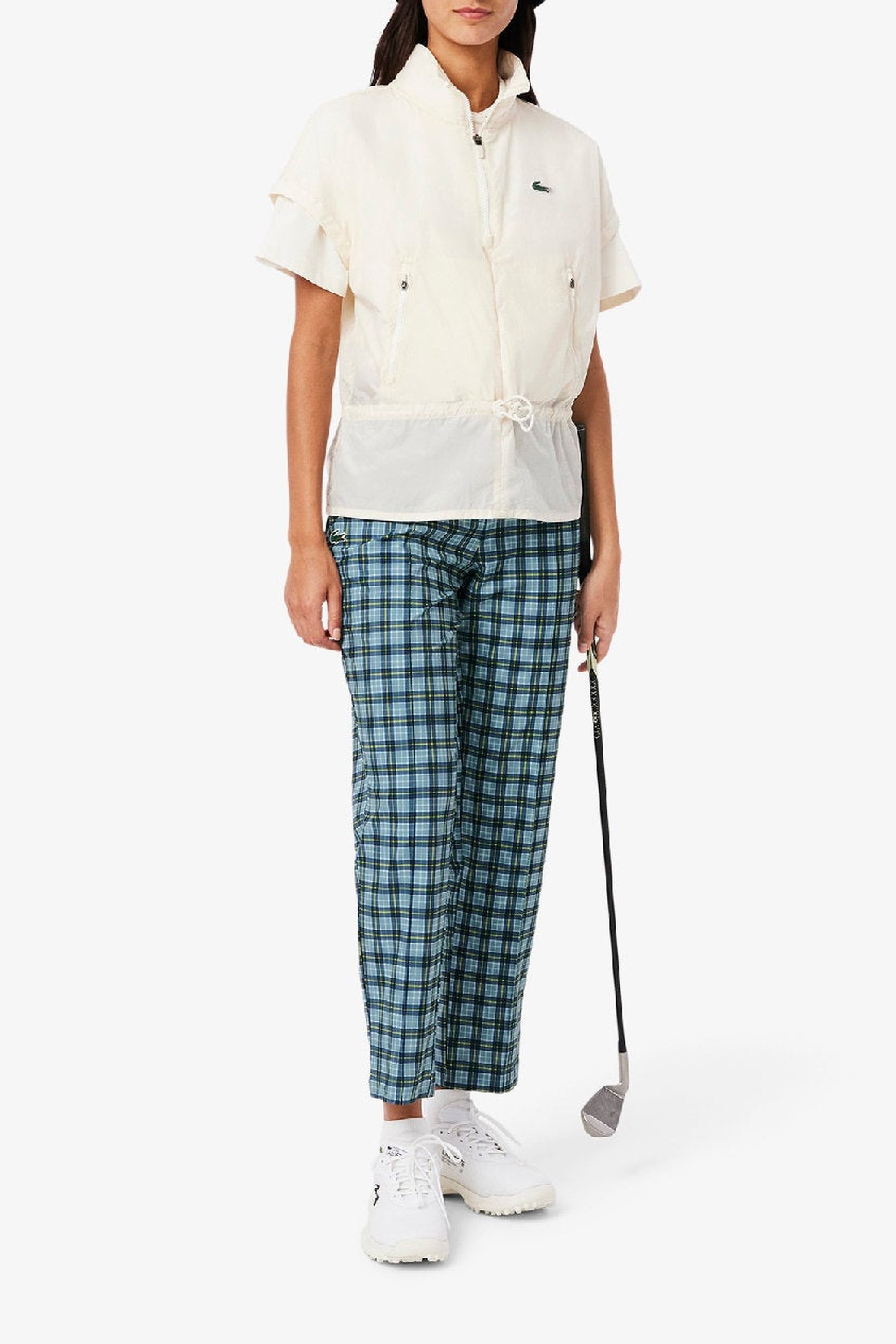 Fitted golf trousers with UV protection - Limestone & Navy