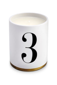 Bougie Eau d’Égée n°3 à 3 mèches en porcelaine et laiton - White