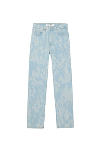 Pantalon droit à motif imprimé en denim - Washed Bleach