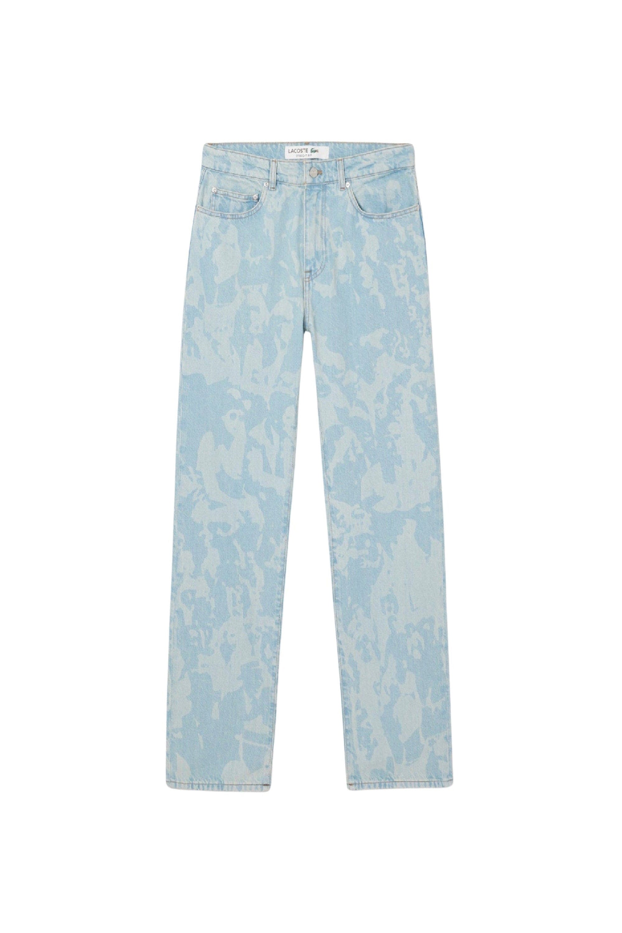 ZDOUBLON_Pantalon droit à motif imprimé en denim - Washed Bleach