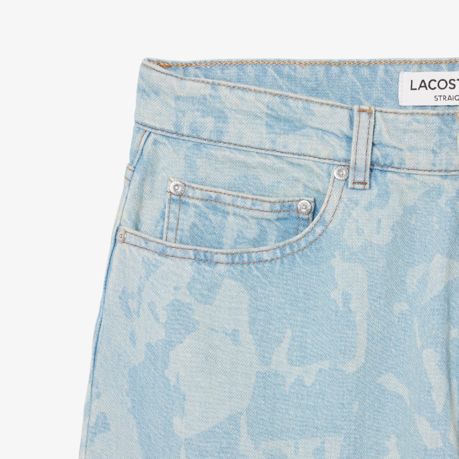 Pantalon droit à motif imprimé en denim - Washed Bleach