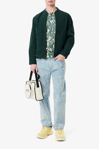Pantalon droit à motif imprimé en denim - Washed Bleach