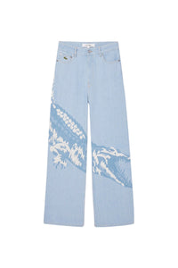 Printed denim trousers - Washed Bleach