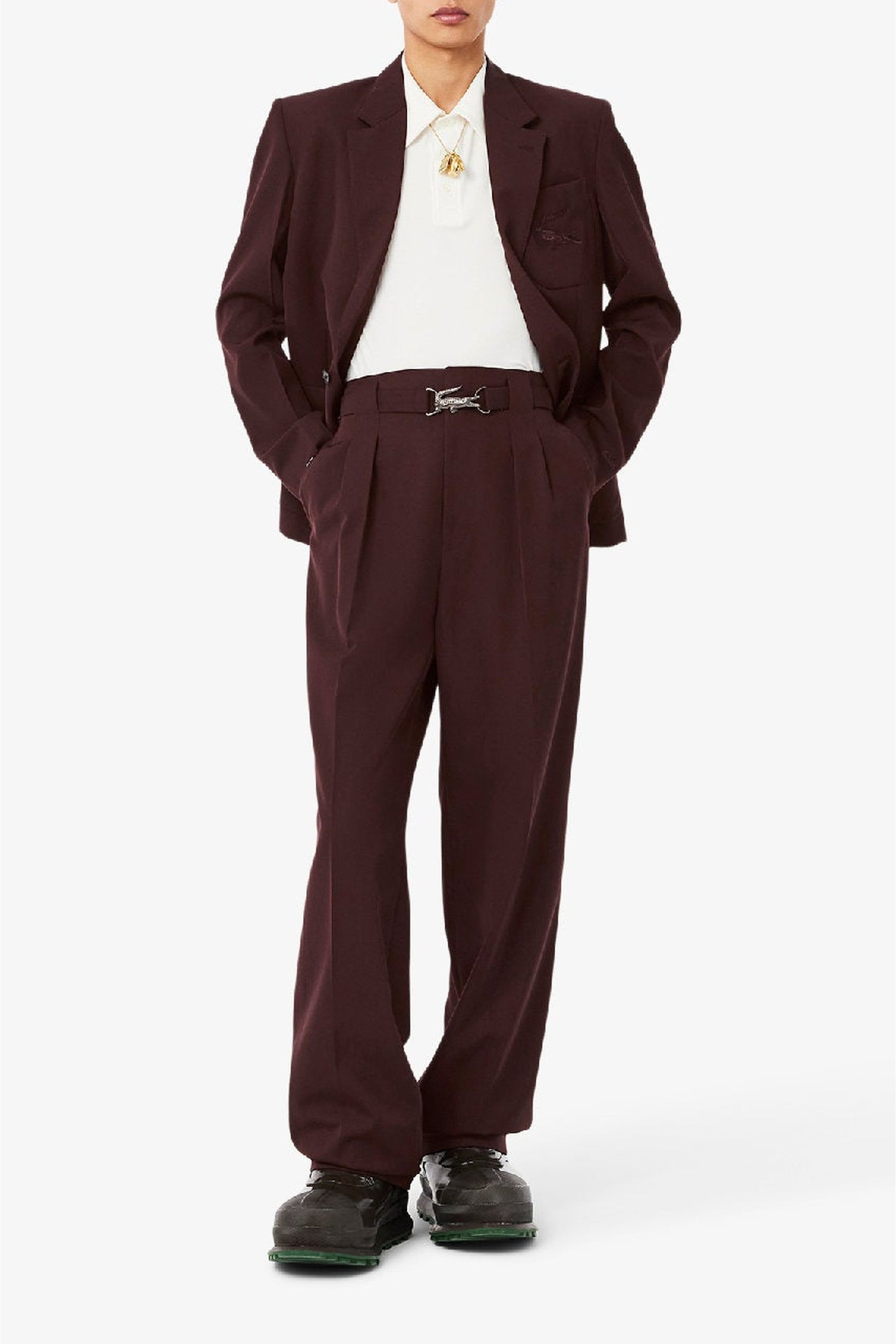 Pantalon à pinces en laine mélangée - Expresso