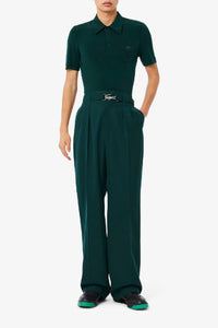 Pantalon à pinces en laine mélangée - Sinople
