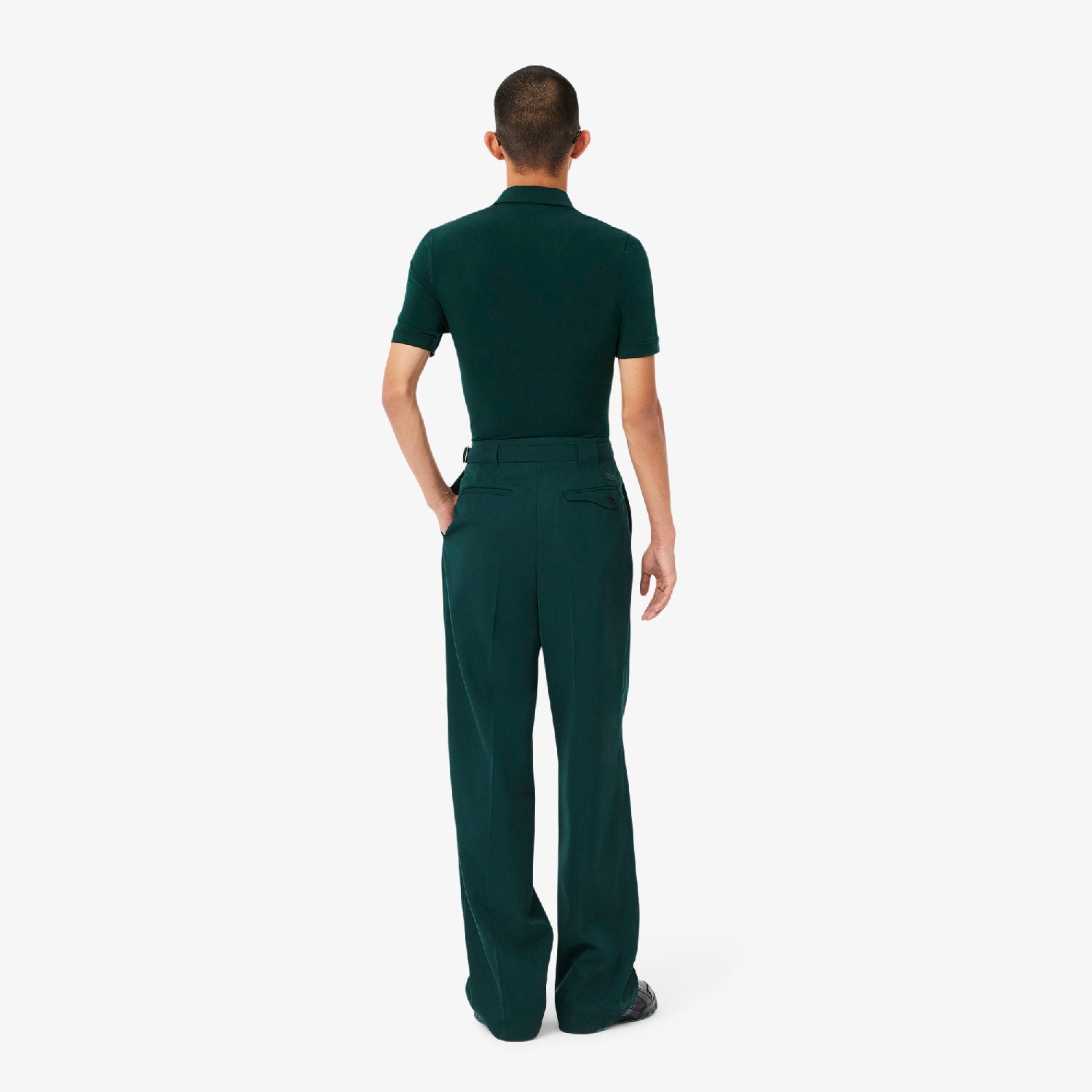 Pantalon à pinces en laine mélangée - Sinople