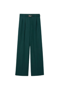 Pantalon à pinces en laine mélangée - Sinople