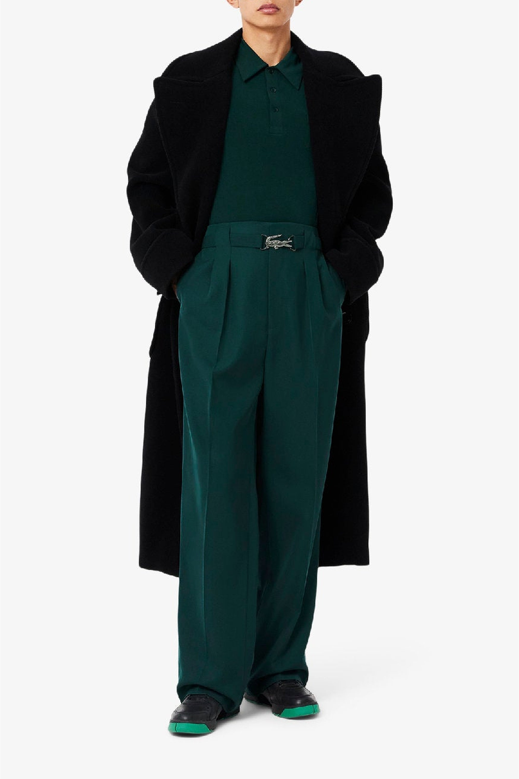 Pantalon à pinces en laine mélangée - Sinople
