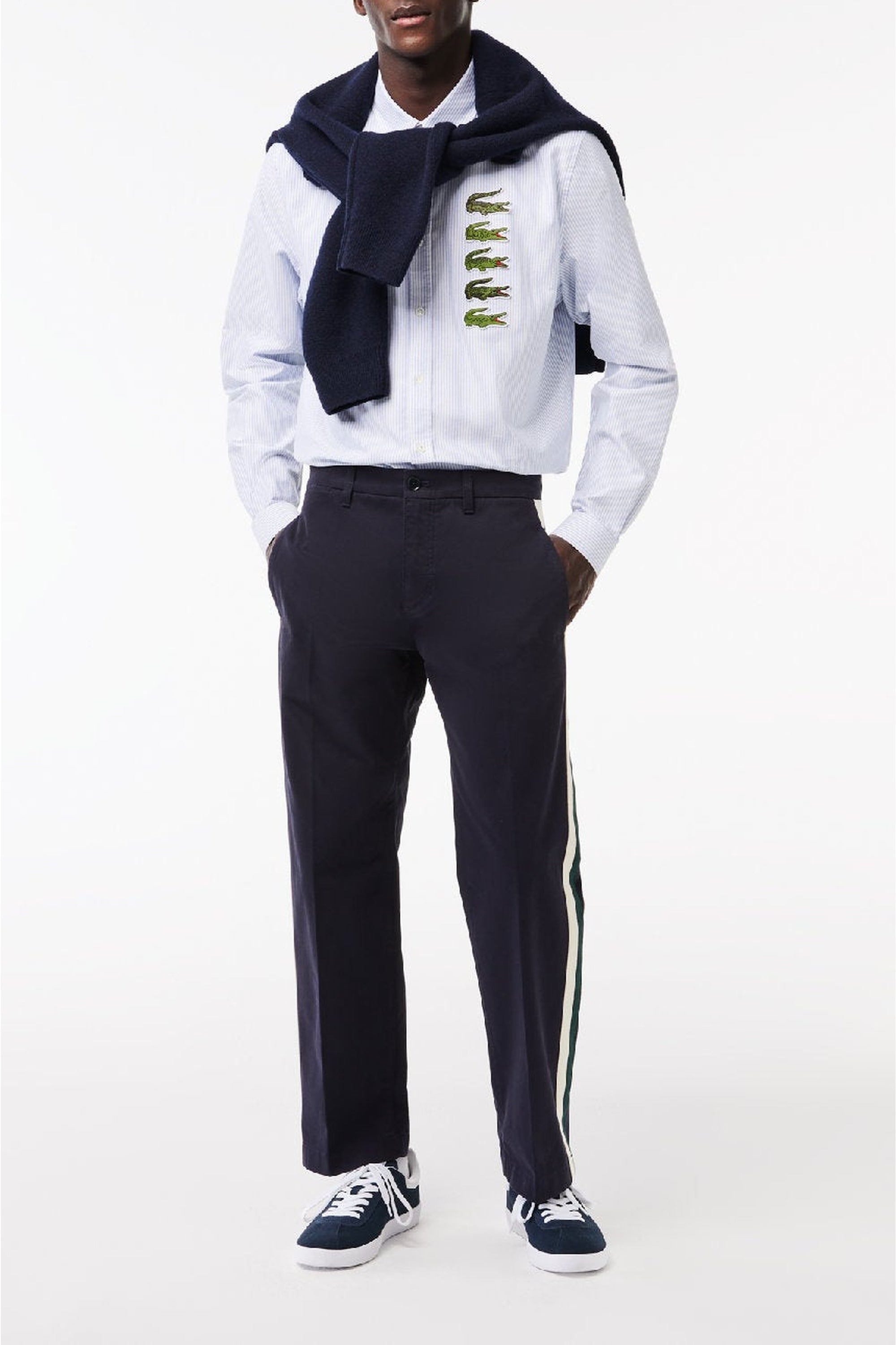 Pantalon chino droit à bandes contrastées - Abîmes