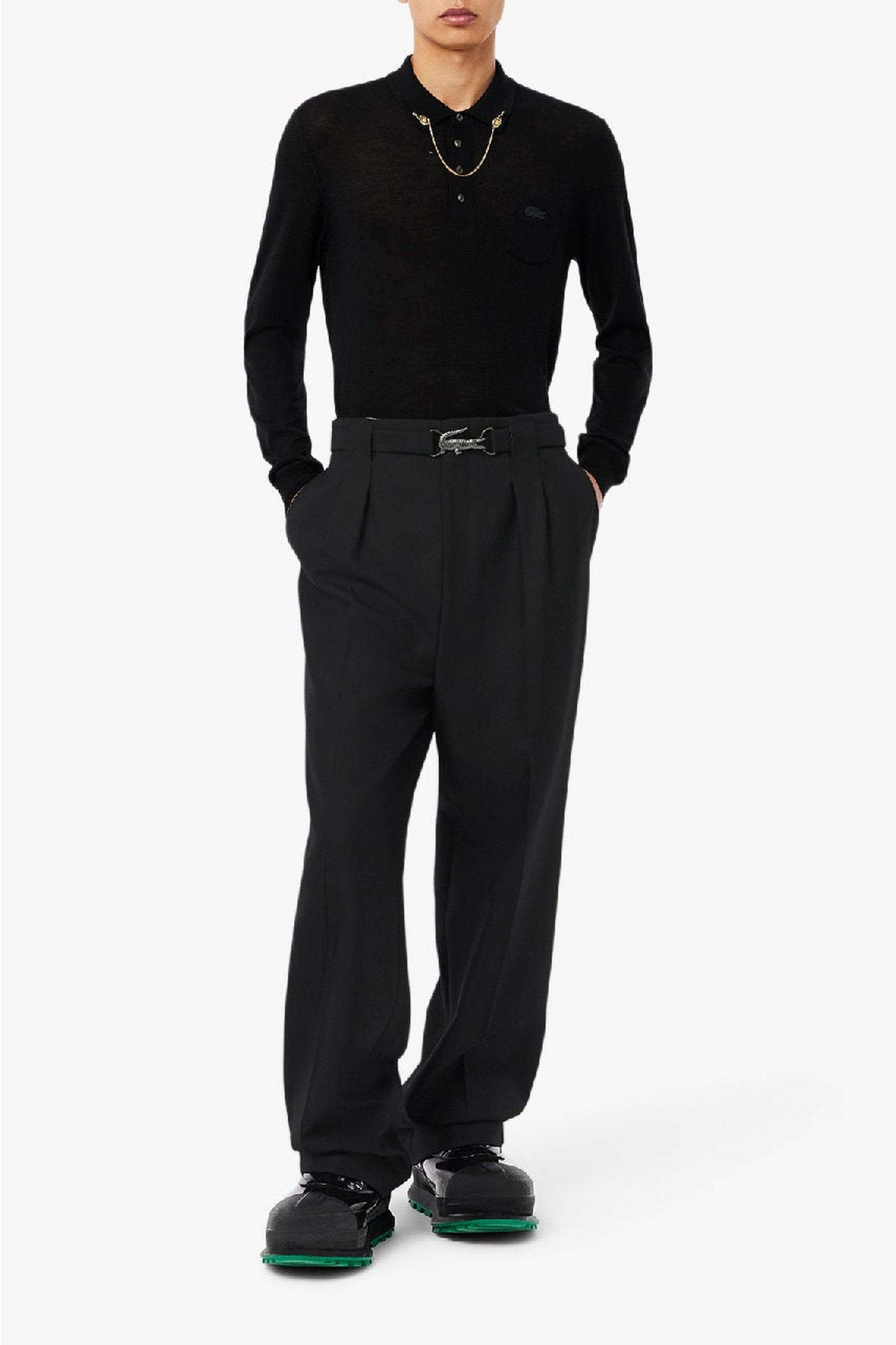 Pantalon à pinces en laine - Noir