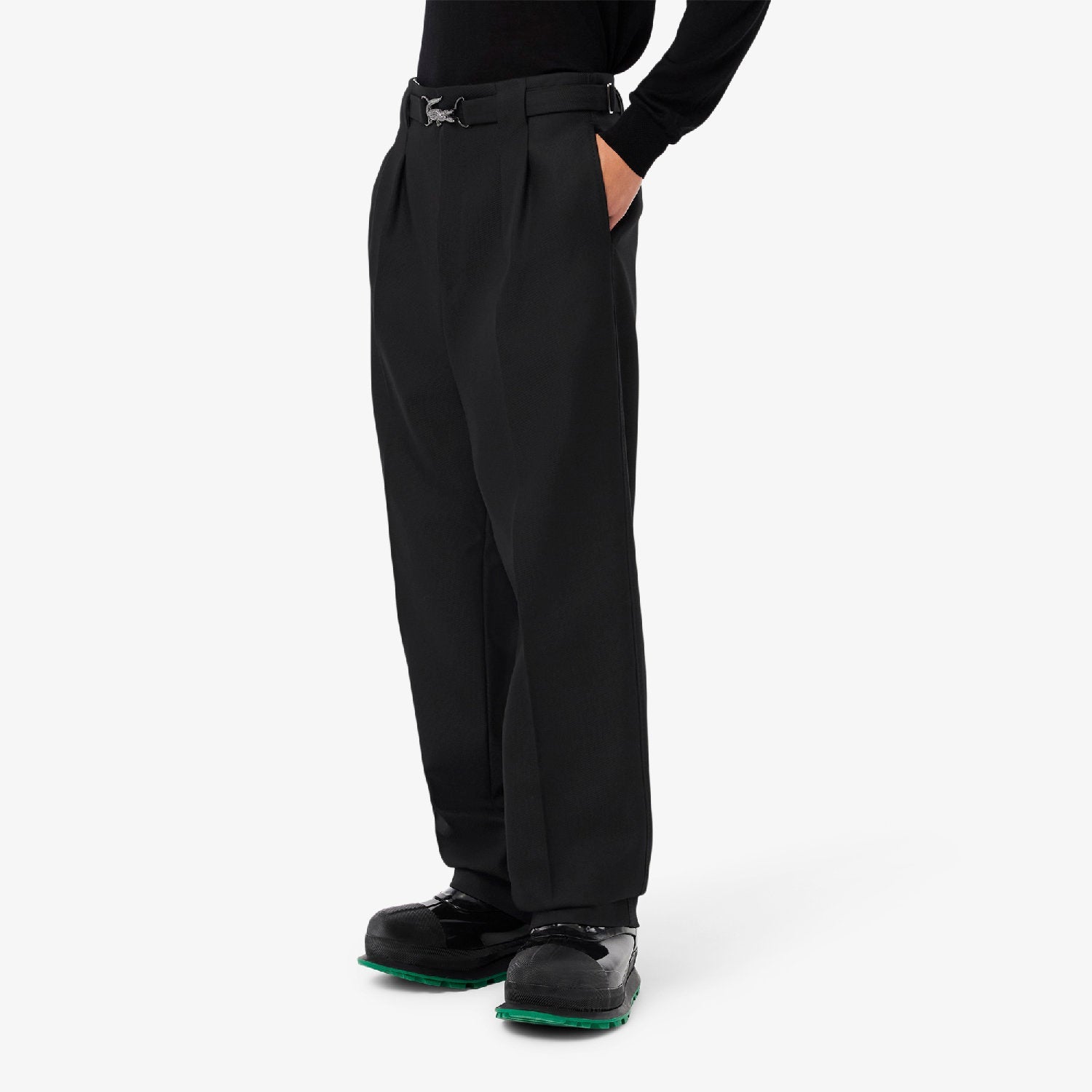 Pantalon à pinces en laine - Noir
