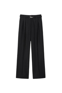 Pantalon à pinces en laine - Noir