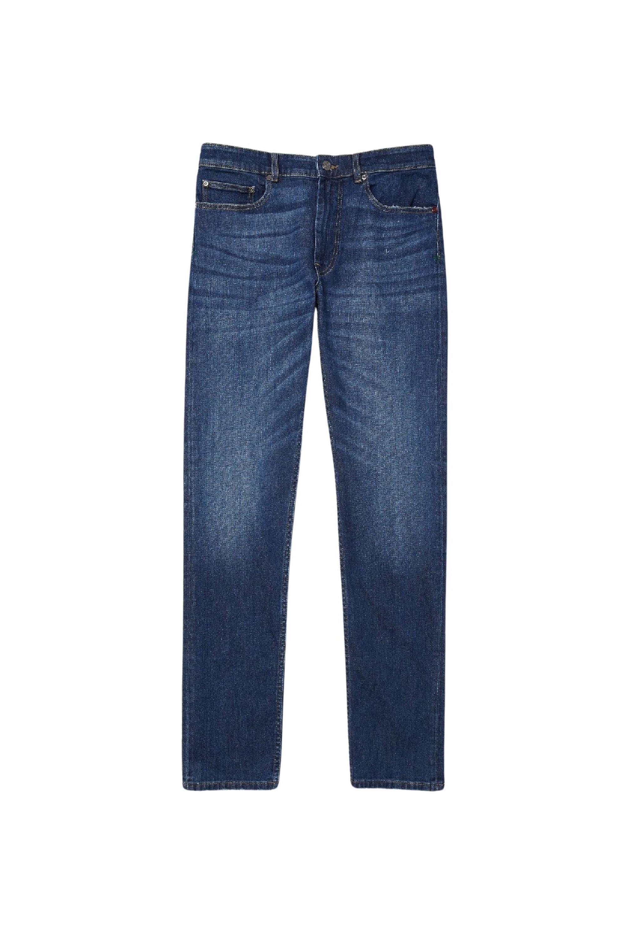 ZDOUBLON_Denim Slim Fit Pants - Washed Deep Medium