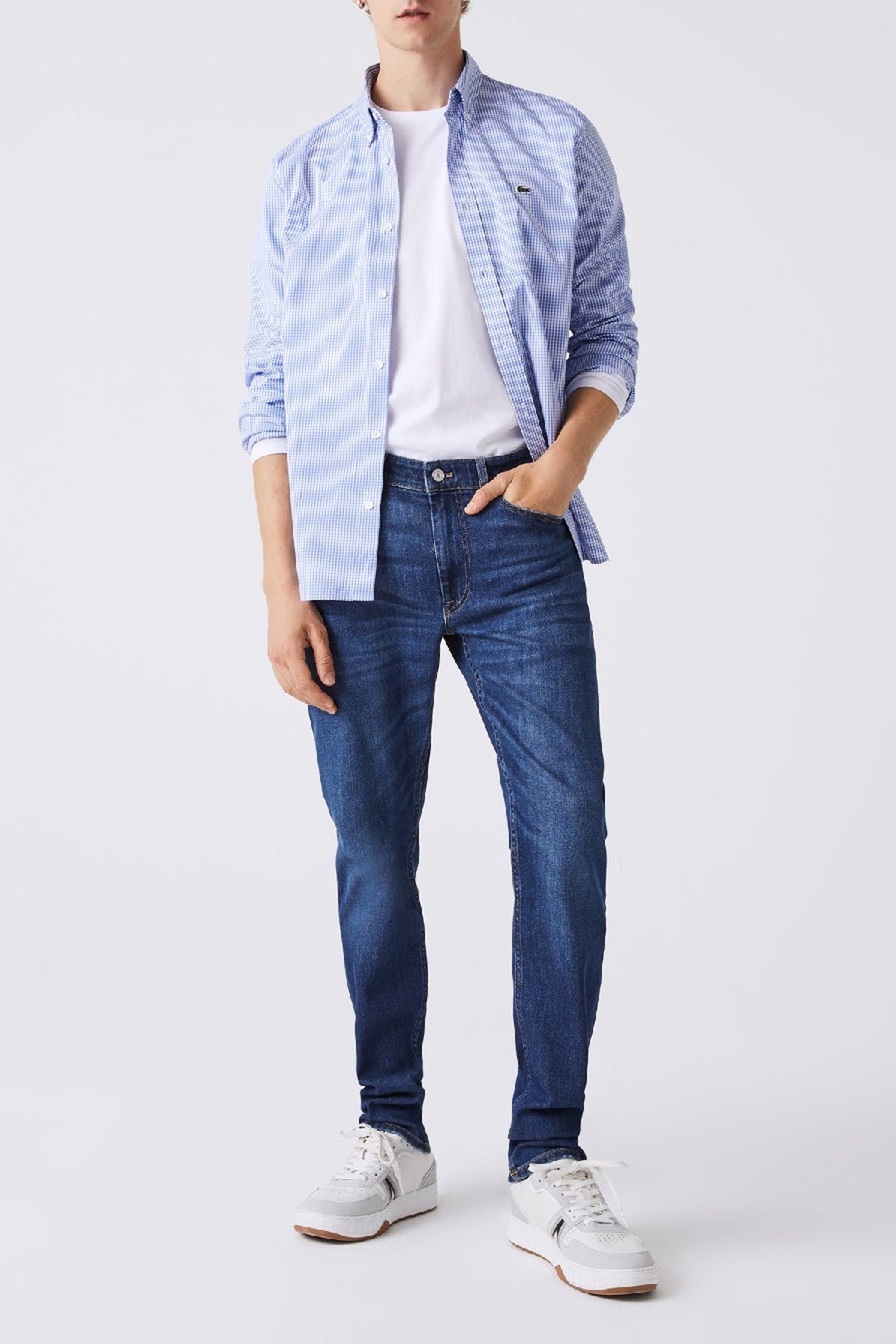 Pantalon ajusté en denim - Washed Deep Medium