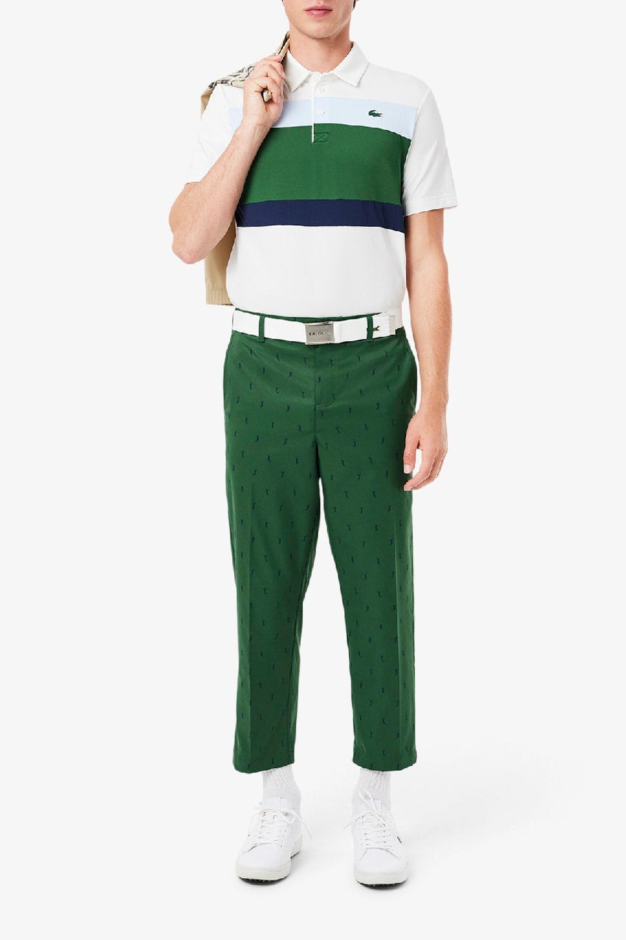 Fitted golf trousers with logo - Green & Navy