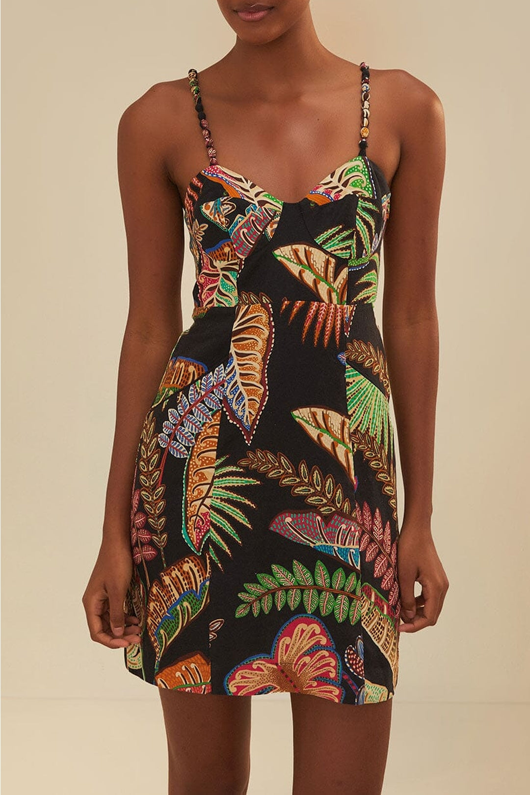 MEDIA OFF LINE_Robe courte Cool Foliage en lin - Noir
