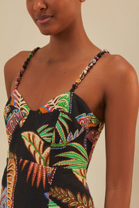 MEDIA OFF LINE_Robe courte Cool Foliage en lin - Noir
