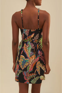 MEDIA OFF LINE_Robe courte Cool Foliage en lin - Noir