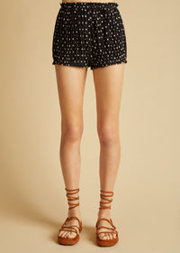 Hilary short in silk - Black & Creme Mini Dot