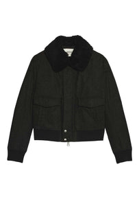 Veste courte à poches plaquées en laine - Grey