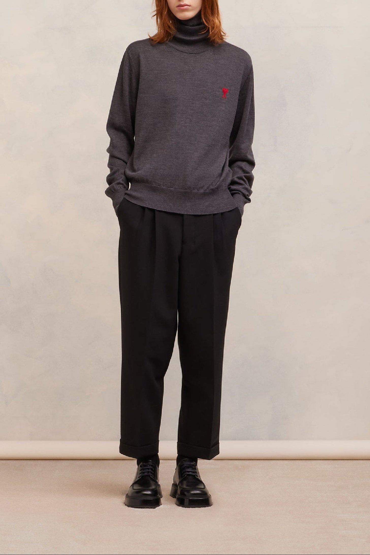 Ami de Cœur wool roll neck jumper - Heather Grey