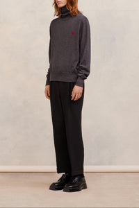 Ami de Cœur wool roll neck jumper - Heather Grey