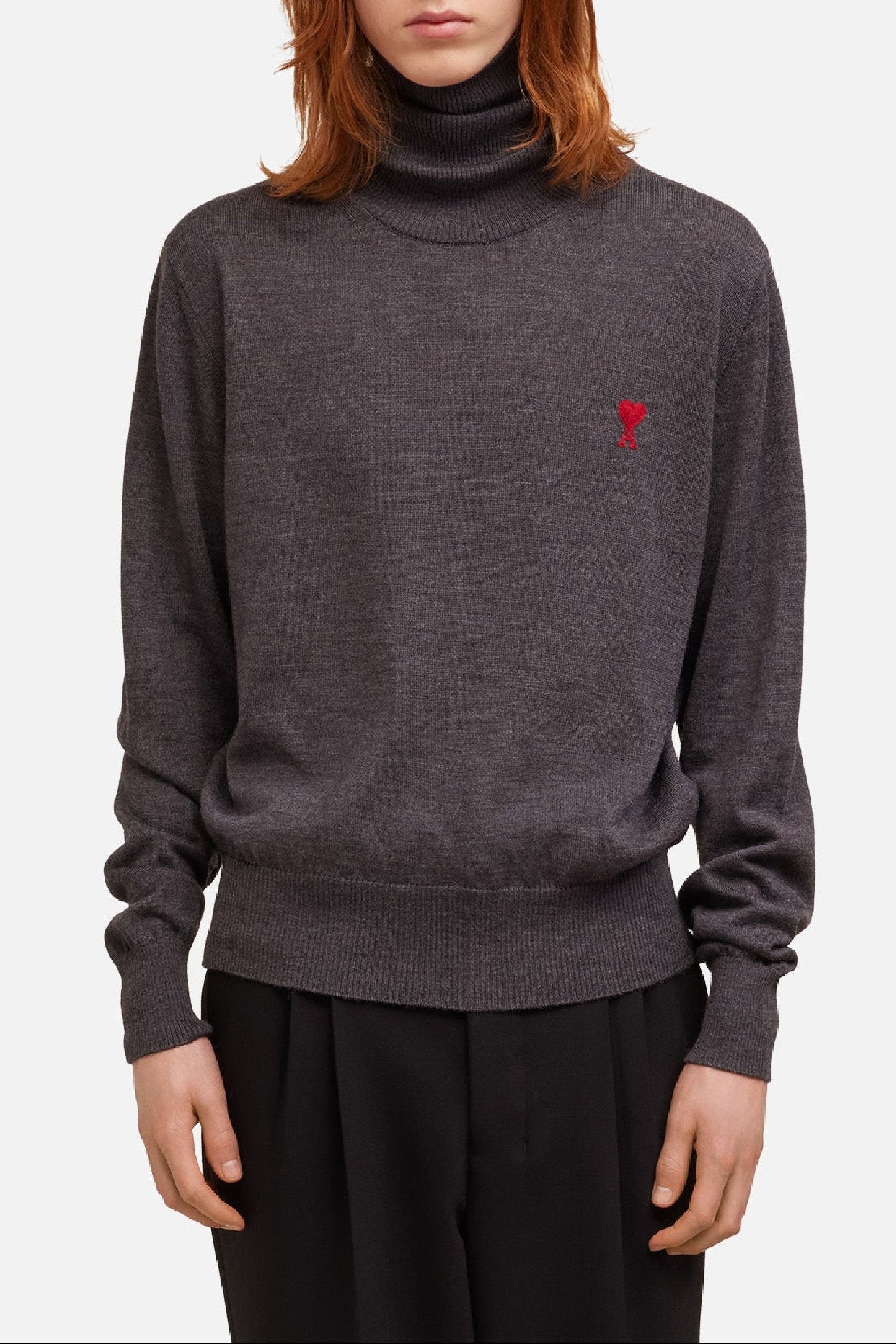 Ami de Cœur wool roll neck jumper - Heather Grey