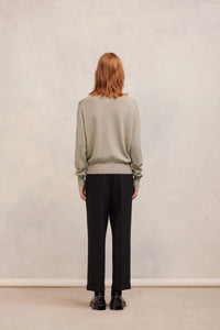 Pull col roulé avec broderie Ami de Cœur en laine - Champagne