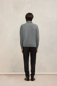 Pull col roulé à broderie Ami de Cœur en cachemire - Heather Grey