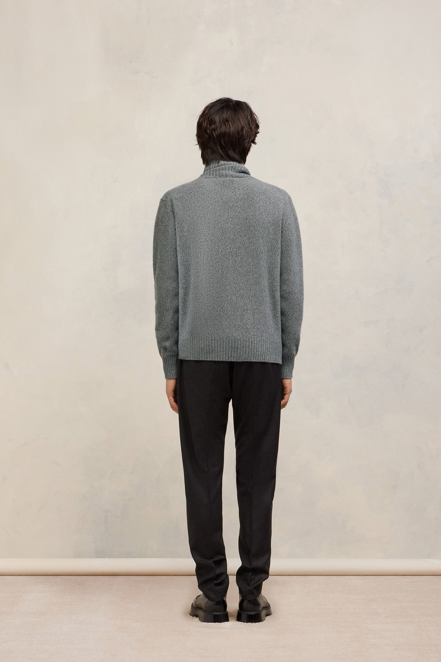 Pull col roulé à broderie Ami de Cœur en cachemire - Heather Grey