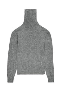 Pull col roulé à broderie Ami de Cœur en cachemire - Heather Grey