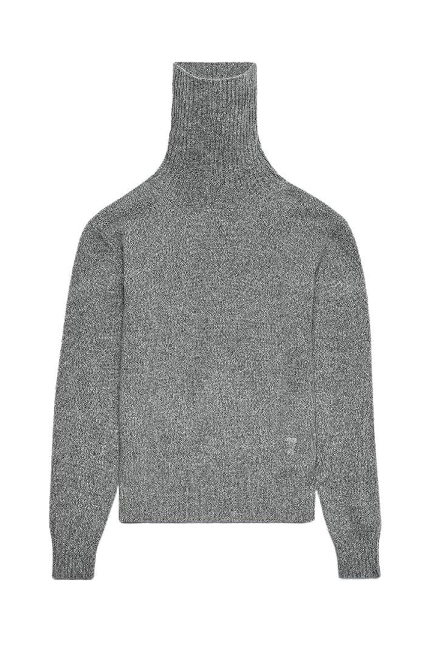 Pull col roulé à broderie Ami de Cœur en cachemire - Heather Grey
