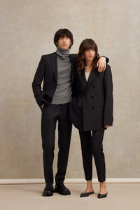 Pull col roulé à broderie Ami de Cœur en cachemire - Heather Grey