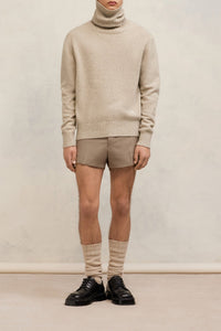 Ami de Coeur cashmere turtleneck jumper with embroidery - Champagne