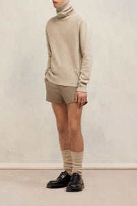 Ami de Coeur cashmere turtleneck jumper with embroidery - Champagne