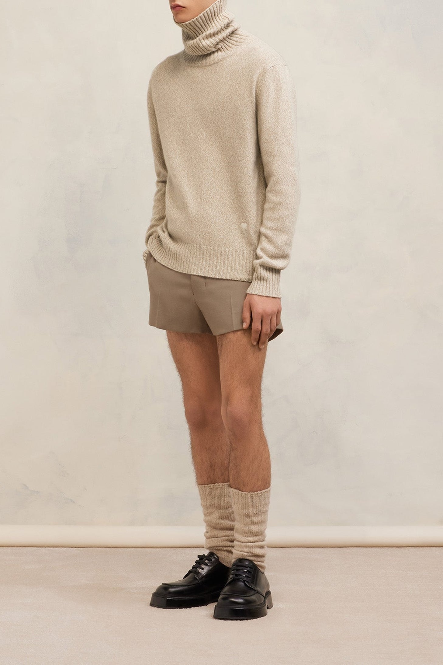 Ami de Coeur cashmere turtleneck jumper with embroidery - Champagne