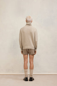 Ami de Coeur cashmere turtleneck jumper with embroidery - Champagne