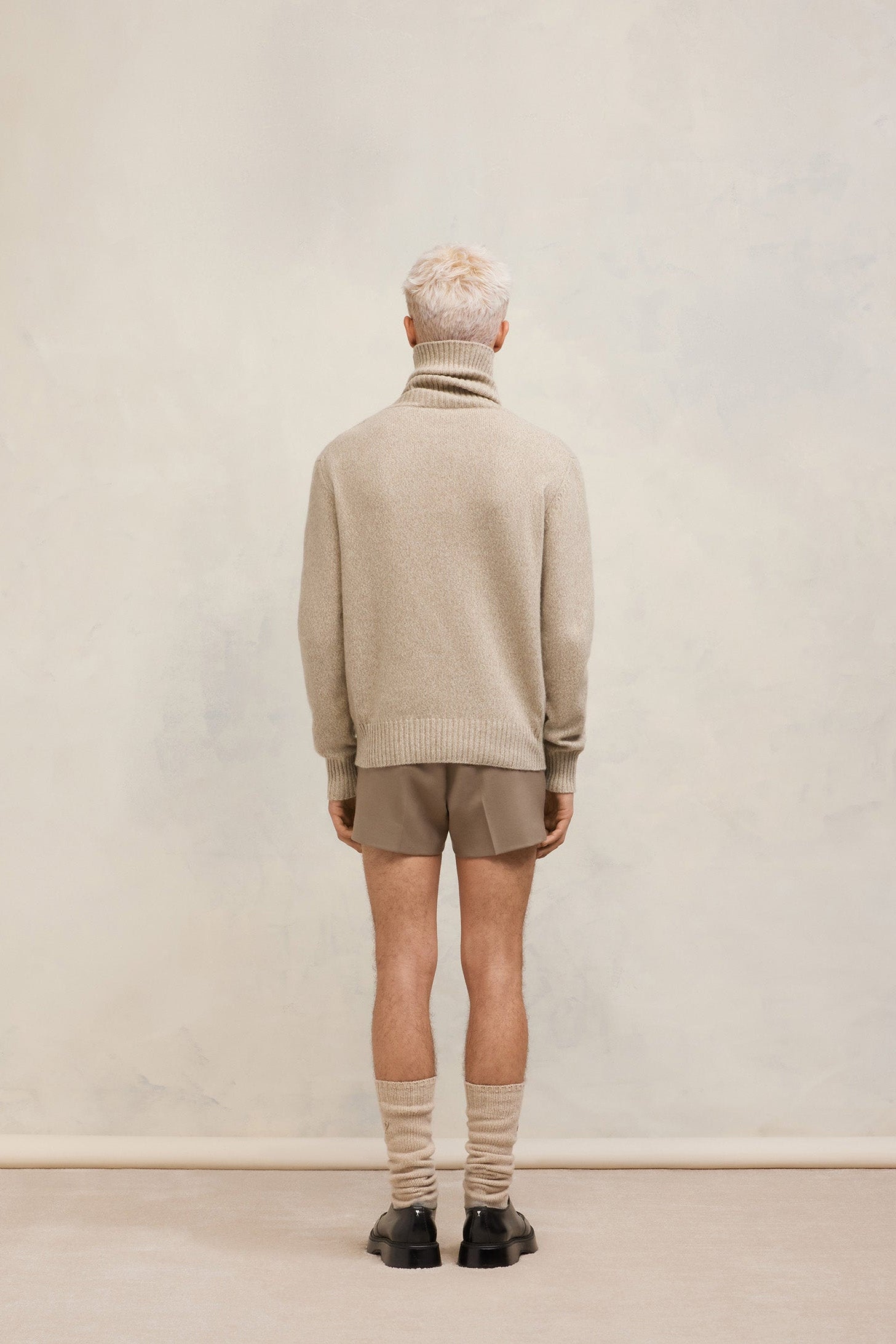 Ami de Coeur cashmere turtleneck jumper with embroidery - Champagne