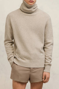 Ami de Coeur cashmere turtleneck jumper with embroidery - Champagne
