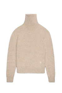 Ami de Coeur cashmere turtleneck jumper with embroidery - Champagne