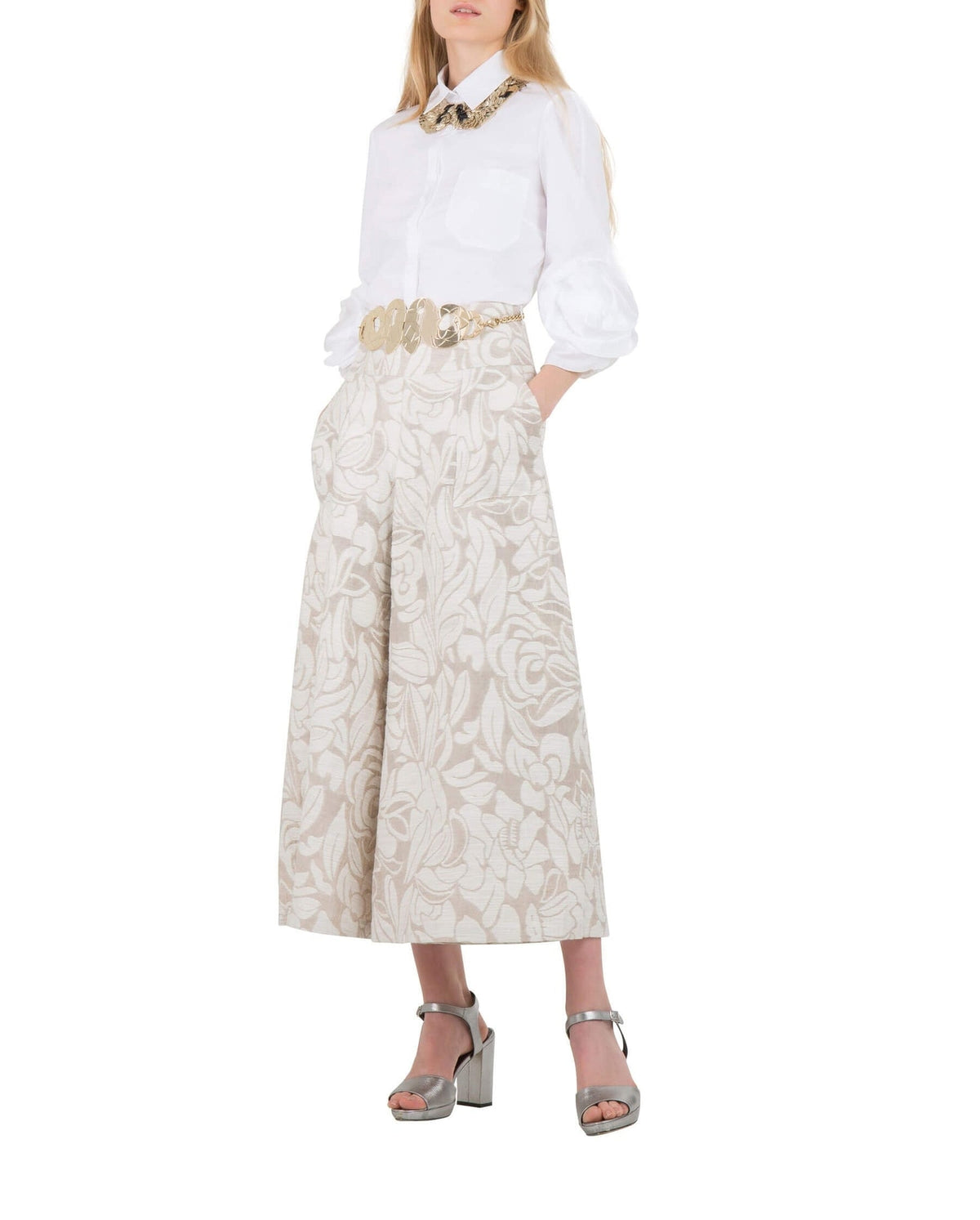 Chemise Mélanie décorée de rose - White