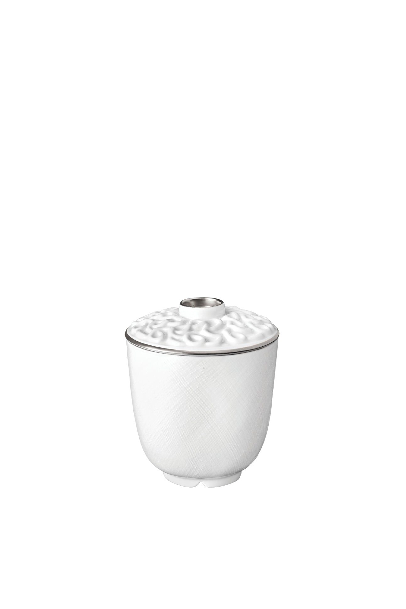 Han teacup with platinum and porcelain lid - White