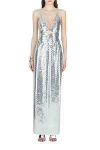 Robe longue Prism en soie - Silver