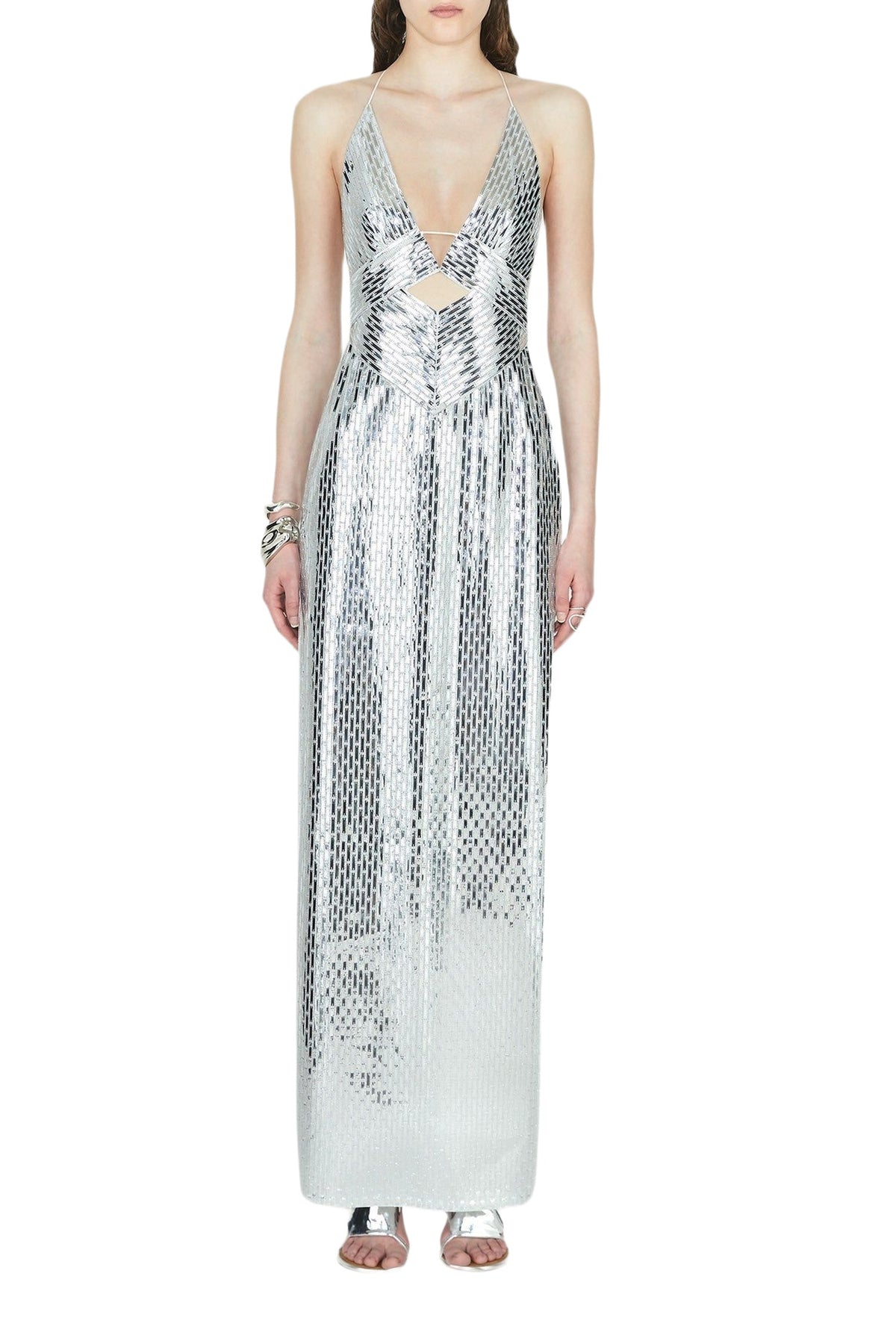 Robe longue Prism en soie - Silver