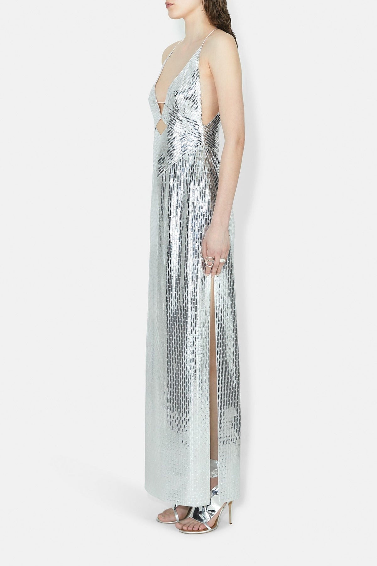 Robe longue Prism en soie - Silver