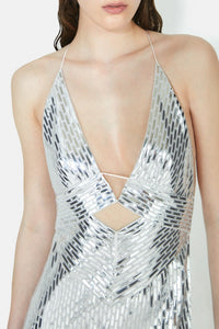 Robe longue Prism en soie - Silver