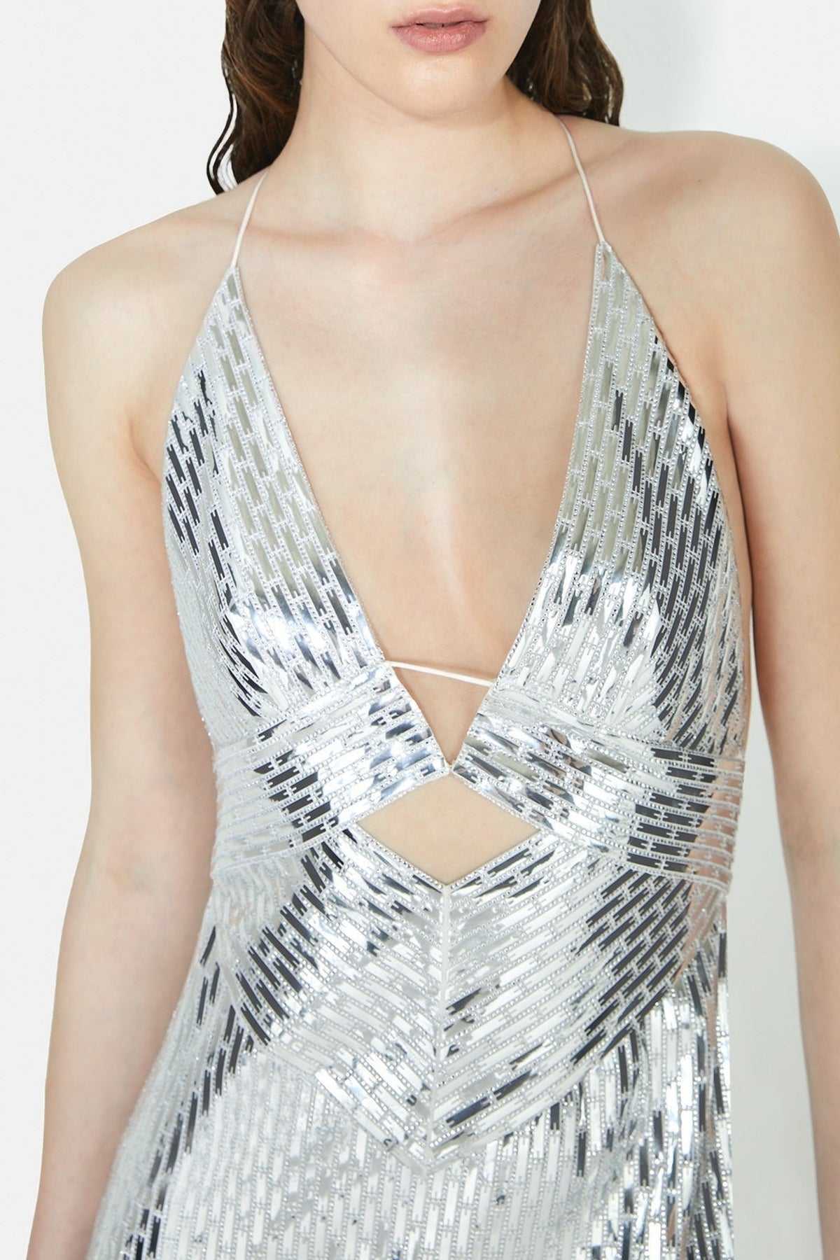 Robe longue Prism en soie - Silver