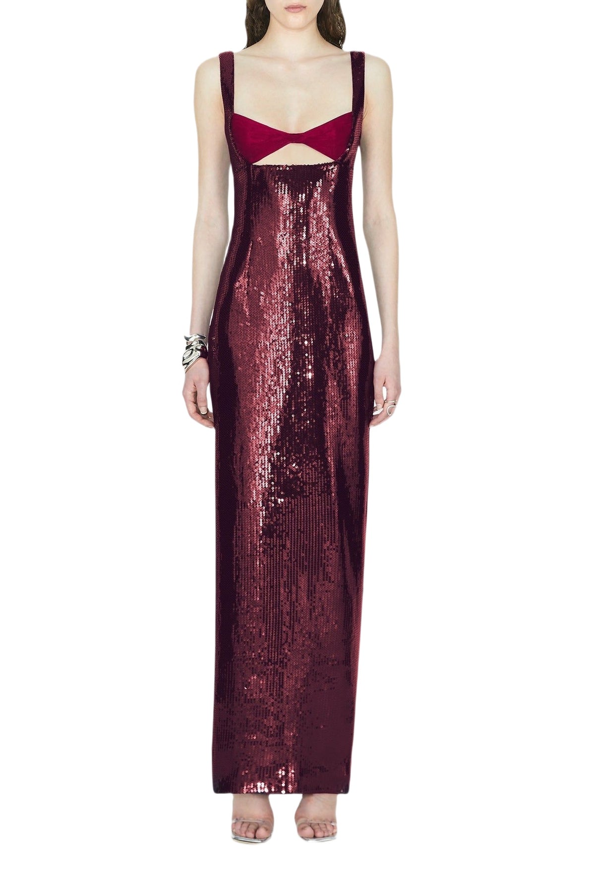 Robe longue Liquid torsadée - Blood Red