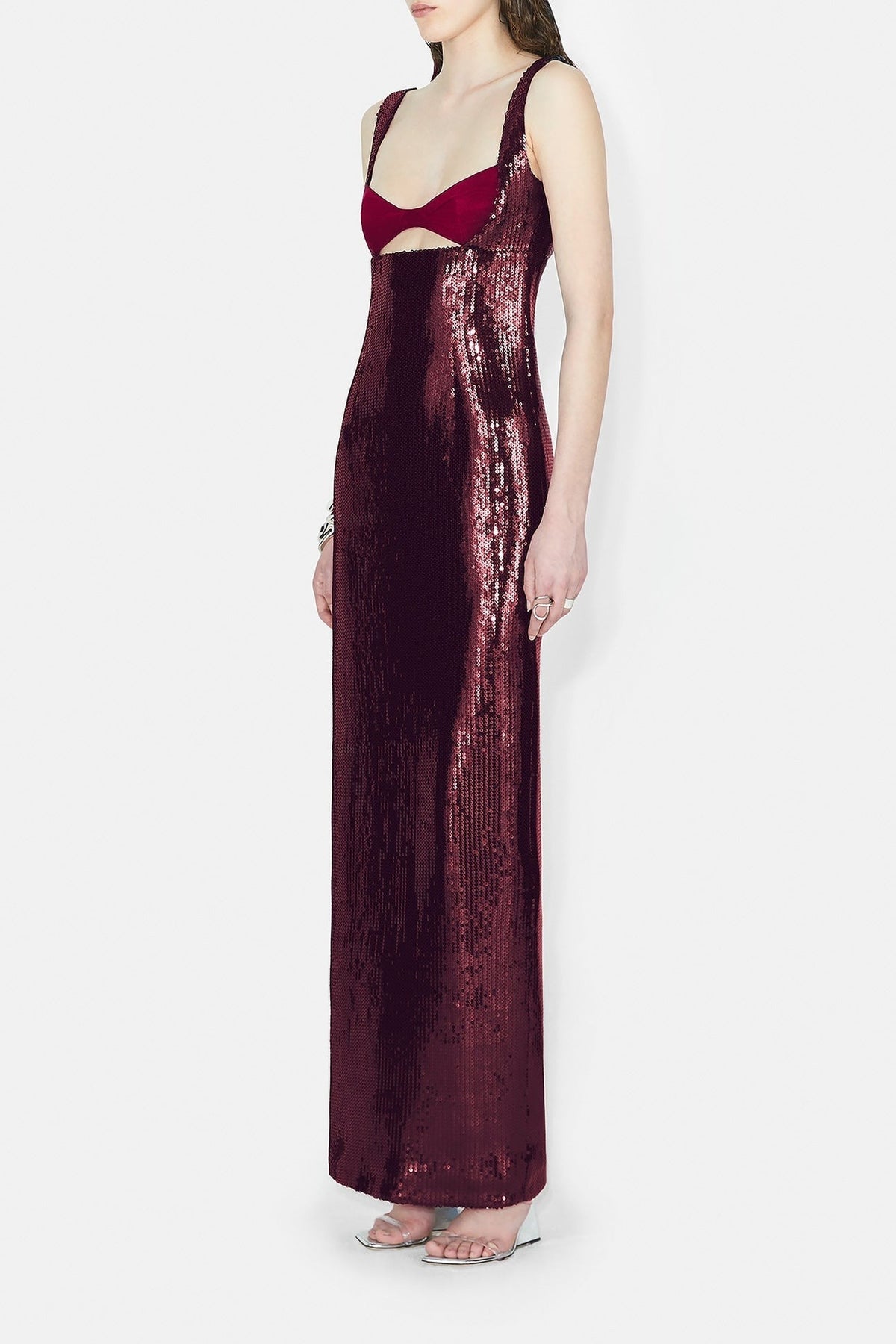 Robe longue Liquid torsadée - Blood Red